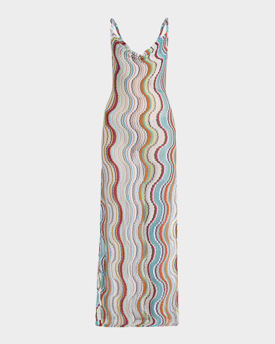 Wave Multicolor Chevron Maxi Dress Coverup